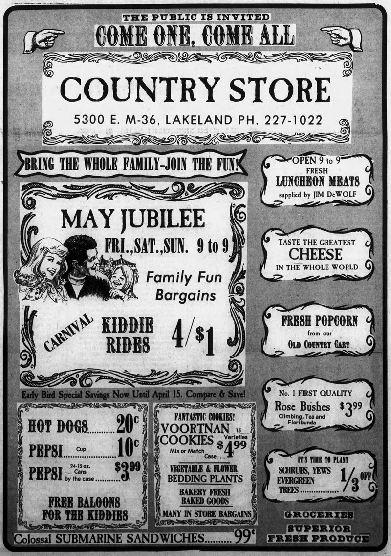 Rise and Grind (Coffee Pot, Bear Claw Coffee) - Wed May 18 1977 - Country Store Ad (newer photo)
